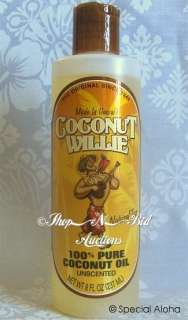   COCONUT WILLIE UNSCENTED 100% COCONUT OIL Hawaii New 8oz Skin Hair
