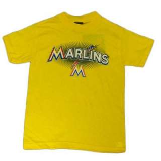 MLB Florida Miami Marlins New Logo Yellow T Shirt Medium MD Youth 
