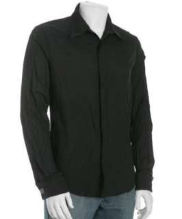 Roberto Cavalli black wrinkled cotton french cuff shirt   up 