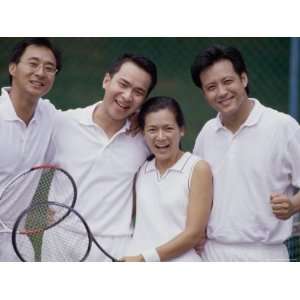 Portrait of a Group of People at a Tennis Court Giclee Poster Print 