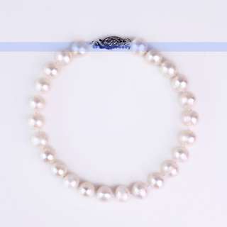 Freshwater White Pearl Necklace Earrings Bracelet Set  