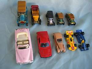Vintage Mixed Lot 10 Toy Cars, Die cast and Plastic, Hot Wheels Match 