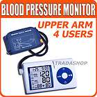 Upper Arm Blood Pressure Monitor Meter Sphygmomanomet​er 4 Users 99 