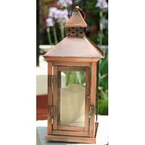  Flameless LED Copper Candle Lantern   5 Hr Timer: Home 