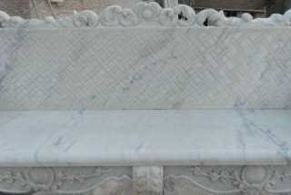 HAND CARVED HUNAN WHITE MARBLE GARDEN BENCH GB58  