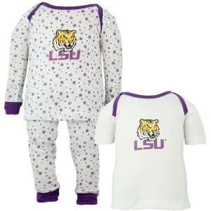  LSU Tigers White Infant Three Piece Sleep Set Sports 