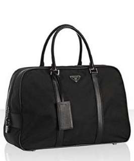 Prada black nylon saffiano detail travel medium bag   up to 70 