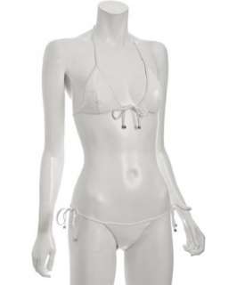 Versace white sequin nylon triangle string bikini  BLUEFLY up to 70% 