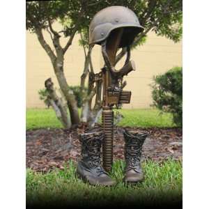  Military Urn: Field Cross Memorial Bronze Sculpture Urn 