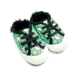 Fashion Baby Boys Green Skull Canvas Snap On Walking Shoes 0 12M SA128 