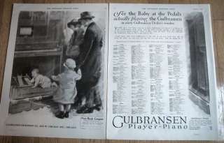 1920 Antique Gulbransen Player Piano Two Page Art Ad  