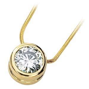  1.5 CT Moissanite Bezel Necklace/14kt yellow gold Jewelry
