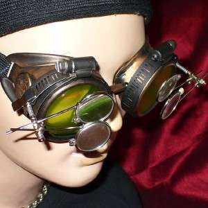 Steampunk Goggles Glasses magnifying lens Gold LM D  