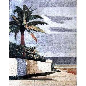  32x44 Palm Tree Mosaic Art Tile Mural Wall Decor: Home 