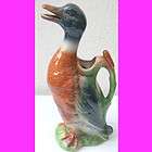 ANTIQUE FRENCH ST CLEMENT MAJOLICA DUCK PITCHER  