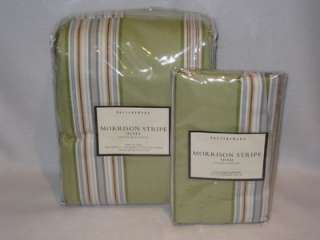 This is a Brand New Pottery Barn Green Morrison Stripe Full/Queen 