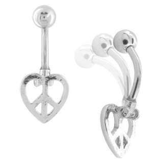 Belly Button Rings bv72 Heart Peace Sign navel ring  