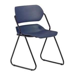  Armless Plastic Stacking Chair   Navy   Black Frame