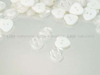 50 white Heart 2 hole Plastic Sewing Buttons 15mm BU5  