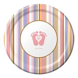  Tiny Toes Pink Baby Shower 7 inch Plates