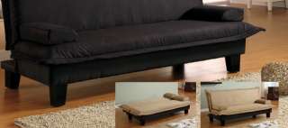 Black and Tan/ Black Fabric Futon Sofa Bed Sleeper Bed  