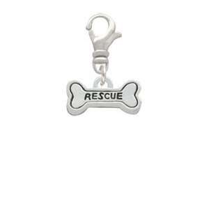 Mini Rescue Silver Dog Bone tlf   Two Sided Silver Plated Clip on 