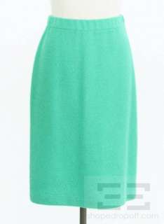 St. John 2 Piece Kelly Green Knit Double Breasted Jacket & Skirt Suit 