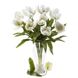  Real Looking 23 Parrot Tulip Stem (Set of 12) White 