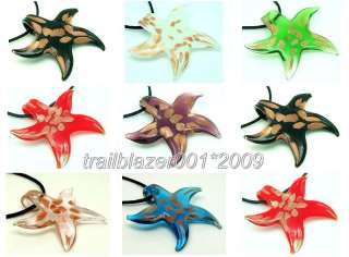 5pcs murano starfish glass mix color pendant necklace p2