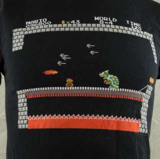 Super Mario Bros Boss Battle King Koopa T shirt Small Black World 8 