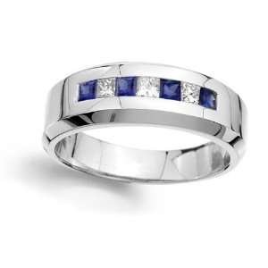  Mens Diamond and Sapphire Wedding Band Ring, 13 Jewelry