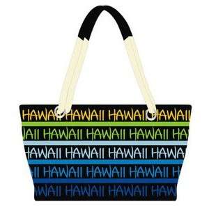  Hawaiian Beach Tote Bag Robin Ruth Rainbow Stripe Blue 