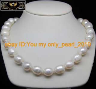 MP Cultured 12 13mm AA+ white pearl 925s necklaces 18  