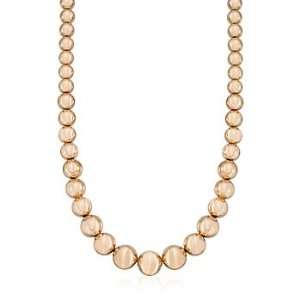  Rose Gold Vermeil Graduated Bead Necklace Jewelry