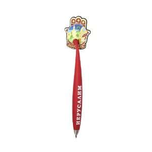  Red Rubber Hamsa Magnet with Pen in Russian