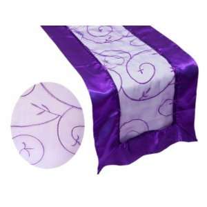 14 x 108 Embroidered Organza Table Runner with Satin Edge  