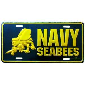    Metal Car License Plate   US Navy Military Seabees Logo Automotive