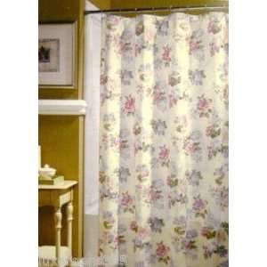   Fabric Floral Shower Curtain Ivory Pink Sage Lilac