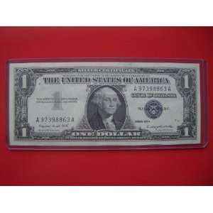1957 A $1 Silver Certificate One Dollar Blue Seal Bill Note A 97398863 