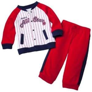 Carters Boys 2 piece L/S Cotton Knit Baseball Cardigan and Pant Set 
