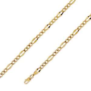  14K Solid Yellow Gold Stamped Figaro Chain Necklace 4.6mm 