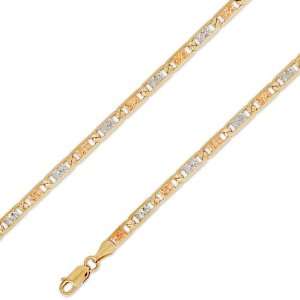  14K Solid 3 Tri Color Gold Valentino Chain Necklace 4.3mm 