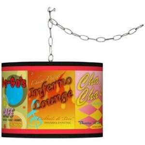 Swag Style Retro Diner Giclee Shade Plug In Chandelier