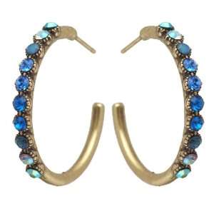  Michal Negrin Lovely Hoop Earrings with Blue Swarovski 