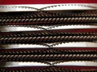 Verna Tahe Navajo Sterling Rope Motif Wide Cuff Bracelet  