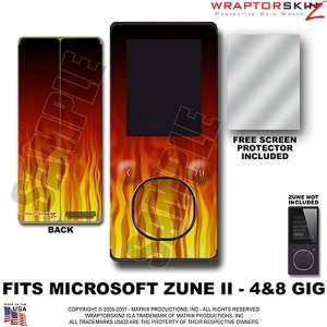  Zune 2 Skin Fire Flames on Black WraptorSkinz TM Kit fits 