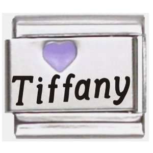    Tiffany Purple Heart Laser Name Italian Charm Link Jewelry