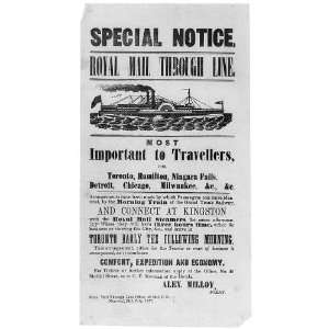   Through Line,Advertisement,Steamer Travel,Canada,1857