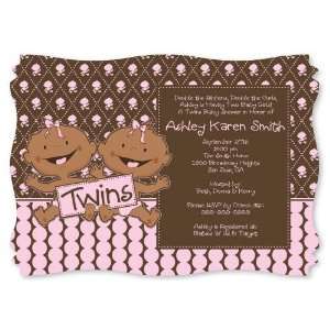 : Twin Modern Baby Girls African American   Personalized Baby Shower 