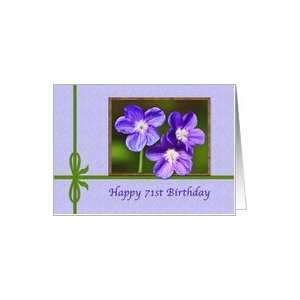  71st Birthday, Happy, Violas, Purple Flowers Card: Toys 